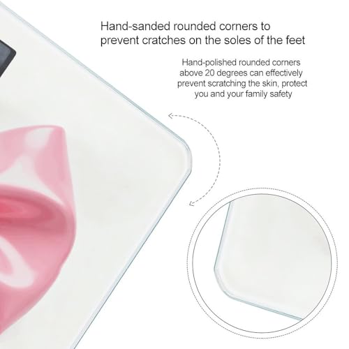 Báscula digital de baño Pink Bow, vidrio templado, pantalla LCD miniatura 4