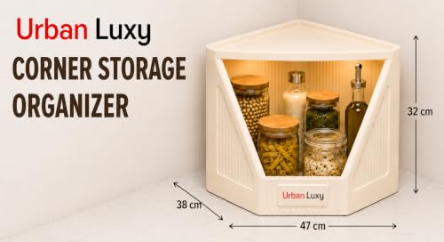 Image of URBAN LUXY Collapsible Wardrobe Rack for Storage /Sturdy Wardrobe /Kitchen Cupboard /Foldable Storage Organizer /Closet for Bedroom /Living Room /Laundry Room (Corner Cupboard, 1PCS)