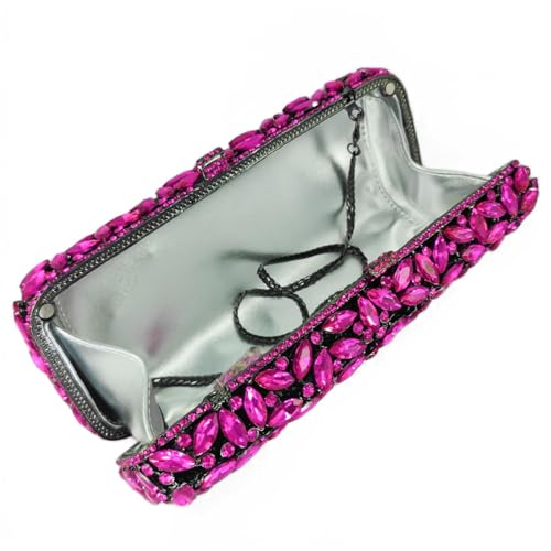 Image of Boutique De FGG Women Crystal Clutch Bag Minaudiere Box Handbag Party Prom Rhinestone Clutch Purse Wedding Bag, Mini