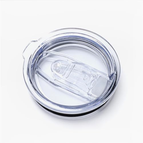 EYAKEG 20oz Tumbler Replacement Lids 1 Pack,3in Cup Mouth Compatible with YETI Rambler and More Tumbler Cupsï¼ŒSpill Proof Splash Resistant Silicone Sliding Covers., transparent