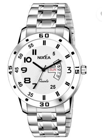 NIXEA Day and Date Functioning Series Square Dial Boys Watch with Quartz Mechanism Analog Watch - for Men (White) (B0CJXWWYRB) Amazon Price History, Amazon Price Tracker