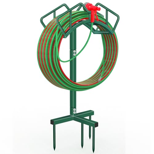 Qatsrin Heavy Duty Garden Hose Holder, Water Hose Storage Holds 150ft Green