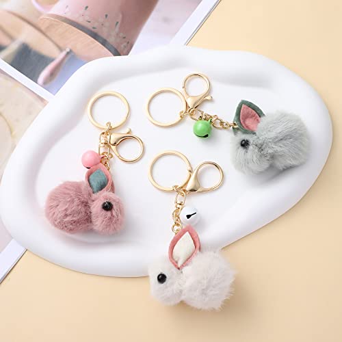 Galpada 3Pcs 2023 Year Of The Rabbit Keychain Pendant Plush Bunny Figurine Keychain Zodiac Stuffed Rabbit Pendant Chinese New Year Gifts (Random Color) #TOP5