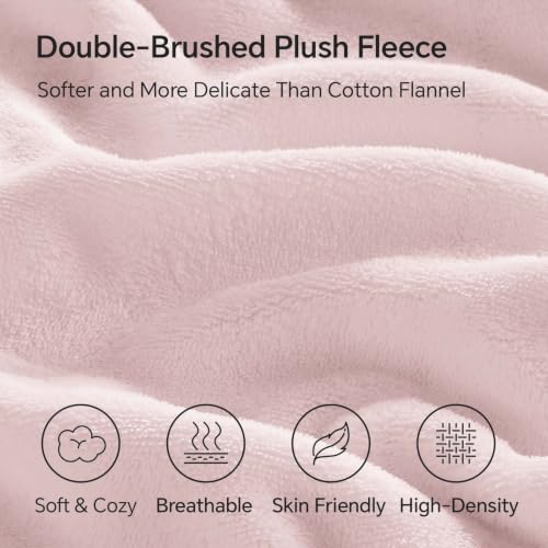 Image of BEDELITE Flannel Full Fitted Sheet & Pillowcases Set, Pink, 3 Pieces | Ultra Soft Plush Fleece Bed Sheet with Elastic Corner Straps, 16 Inch Deep Pocket, Fuzzy All-Season Gift & Room Decor