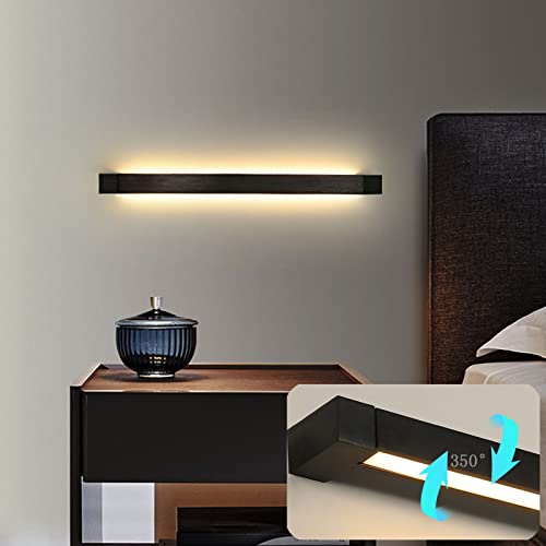Decoración de pared Iluminación Aplique de pared lineal giratorio 350 ° LED decoración pared moderna iluminación apliques interiores tira larga blanca cálida lámpara pared dormitorio metal decoración