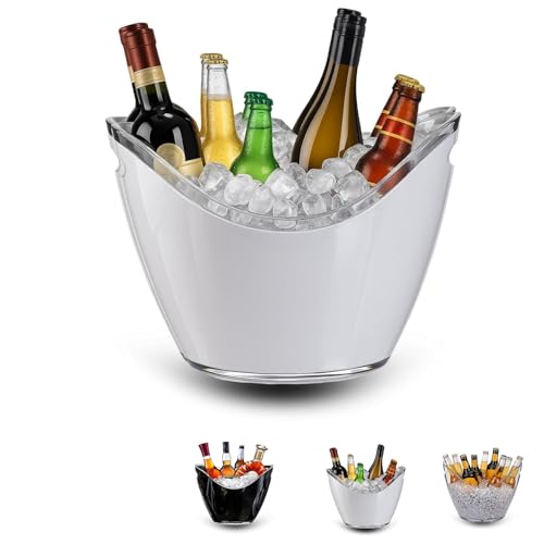 Virsus Secchiello Portaghiaccio Ovale 58654 misura 34,5x26x24 cm, capacità 8 Lt, secchio in plastica per ghiaccio, 2 Maniglie, secchiello per bottiglie Vini Champagne per feste ed eventi (Trasparente)