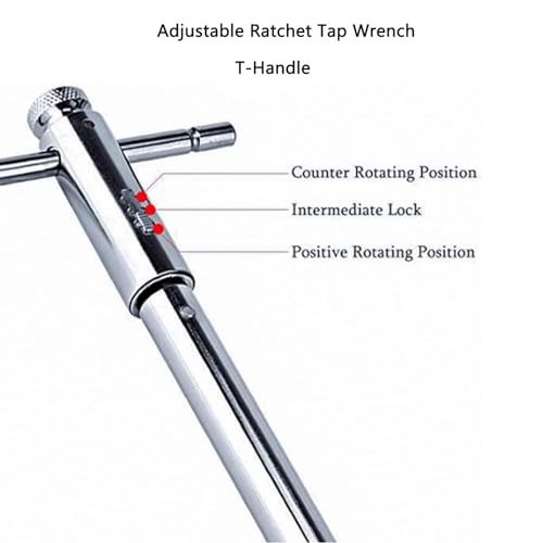 TA-VIGOR Adjustable T-Handle Ratchet Tap Wrench for Metric M3-M8, Reversible Ratchet Tap Holder Reamer Hand Tapping Tool - Image 3