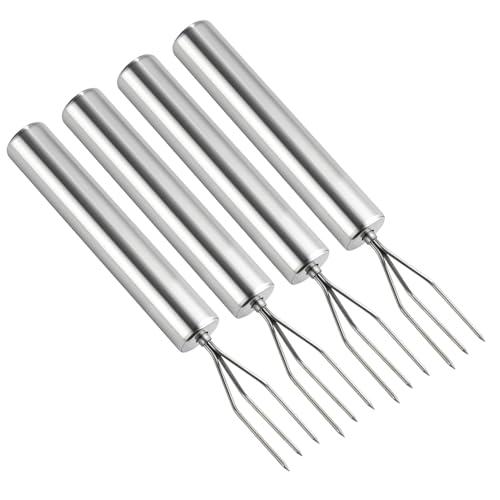 4 Stück Edelstahl Kartoffelgabel, Grillgabel, Obst- und Gemüsegabel, Maisgabel, Schälhilfe, für Gemüse und Grillen, Länge 15cm