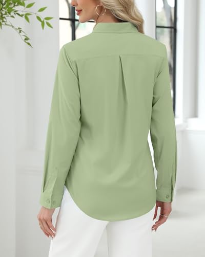 Image of J.VER Button Down Shirts for Women Stretch Collared Long Sleeve Dress Shirt | Business Casual, for Work Office, Meetings, Dinner, Dates, Travel, Leisure, Elegant, Workout, Social Gathering, Commute