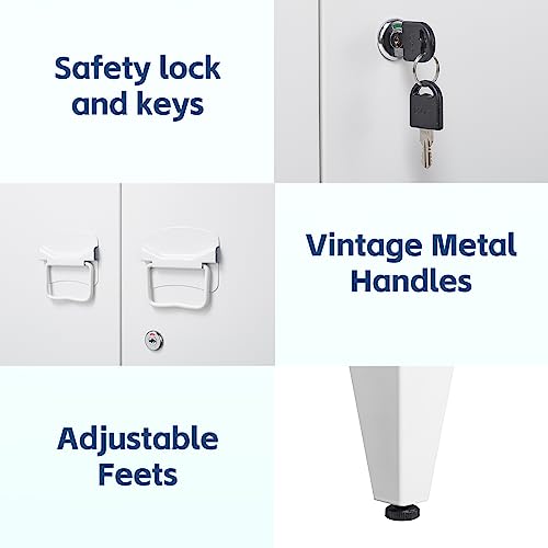 Miiiko Metal Locker With 2 Doors, White Storage Sideboard Accent Cabinets For Kitchen, Pantry, Home Office And Garage #TOP6