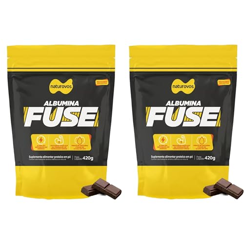 Kit 2x Albumina Fuse Naturovos 420g Sabor Chocolate Proteína Do Ovo Sem Glúten E Lactose
