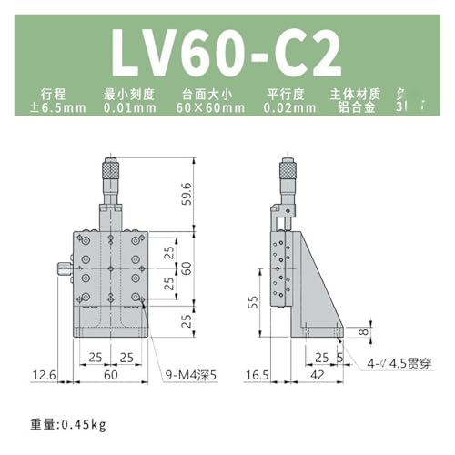 Glissière verticale LV40-C2 contre le jeu mécanique pour positionnement de précision - 3