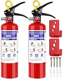 2 Pack Fire Extinguishers with Mount, 2.5 lb ABC Dry Chemical 1-A:10-B:C