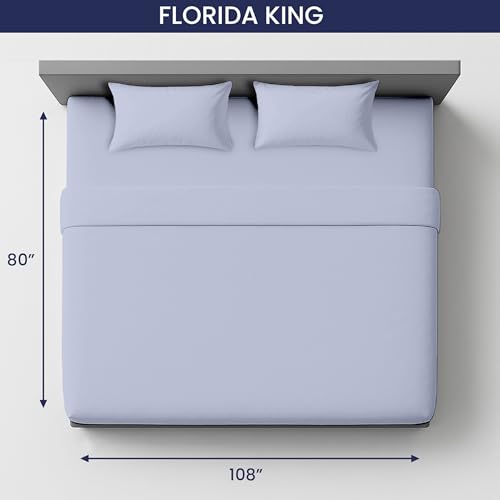 Image of SGI 108 inchx80 inch 4 Pc Florida King Sheet Set 600 TC 18 inch Deep, Cornflower Blue