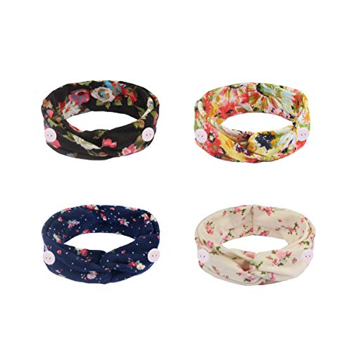 Ever Fairy Women Elastic Turban Head Wrap Headband Twisted Hair Band (4 Colors Pack D)