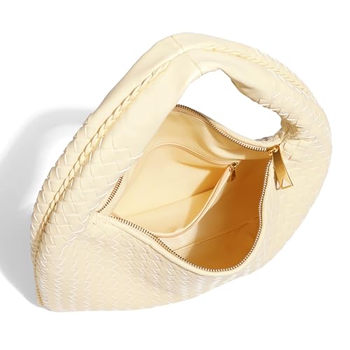 Rejolly Woven Hobo Bag for Women Leather Shoulder Tote Handbag Trendy Purse3