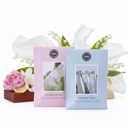 2er Set Duftsäckchen Frühling Spring Dress & Laundry Line frischer Frühlingsduft mit blumigen & sauberen Noten für Kleiderschrank Bad und Wohnraum Raumduft für eine leichte frische Atmosphäre