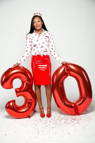 Image of Red Number 3 Balloon 40 Inch, 3rd Birthday Celebration Supplies Women Men, 3 Balloon for Theme Party