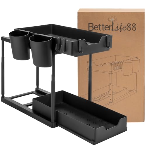 Better Life 88 Organizador Cocina 2 Cajones Deslizantes Altura Ajustable de Metal. Estante del Hogar: Organizador bajo Fregadero, Almacenaje Accesorios Cocina, Armario Baños, Escritorios Estanterias