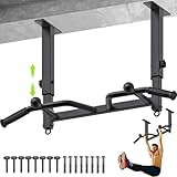 SELEWARE 24' Ceiling Mounted Pull Up Bar, Height Adjustment Multifunctional Chin Up Bar for Home Gym Workouts, Heavy-Duty Steel Construction, 400 lbs Capacity