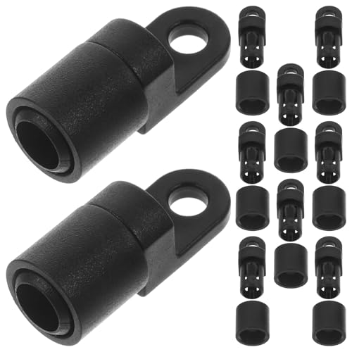 10pcs Bungee Hooks 3/8 Inch Black Nylon Cord Fixing End for Kayaks