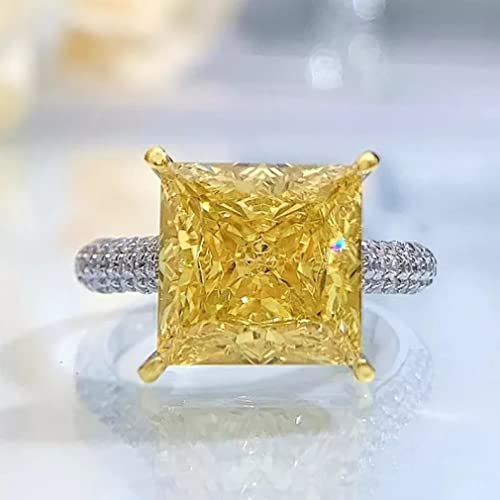 Bague diamant haut carbone carré 10mm argent S925 pour femme bijoux