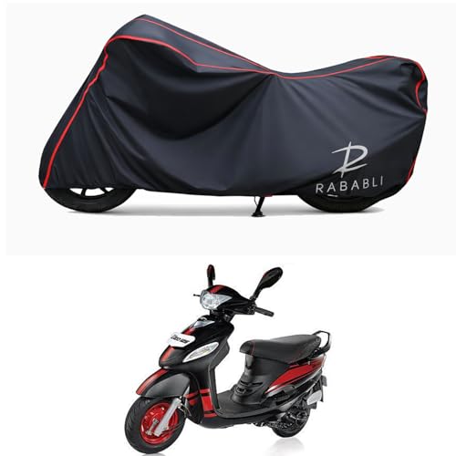 Image of Waterproof Bike Body Cover Compatible for | Mahindra Rodeo UZO | Taffeta Fabric, Red Piping Design, Bottom Elastic Fit | Dustproof, Sun UV & Rain Protection for All Bikes