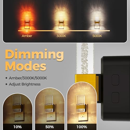 Image of LED Night Lights Plug into Wall, 3 Level Dimmable Night Light | Bubble Decorative Nightlight, Dusk to Dawn Sensor, Wall Sconce-Style Design Nightlights for Bathroom, Hallway, 3CCT