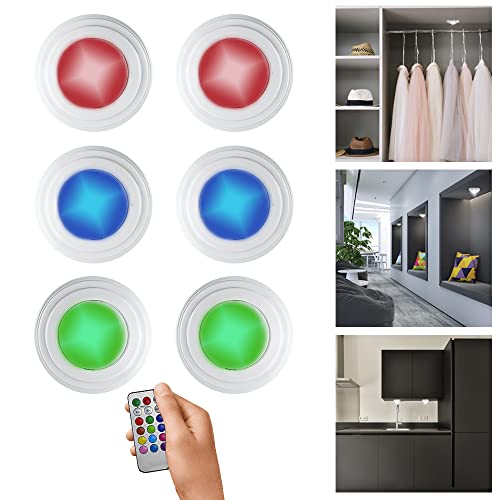 Kit 6 Lâmpadas Led Spot Luminária Sem Fio Com Controle Remoto - FATO