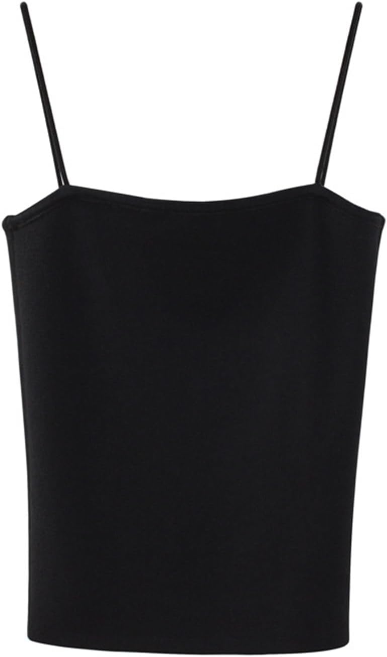 TOSOFT Tencel Silk 18 Needle Camisole for Women Knitted Tanks Soft Mulberry Silk Bandeau Sling Crop Tube Tops Underwear (Color : Long-Black, Size : M/Medium)
