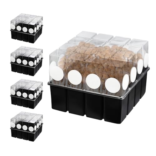 BEIXIFO 5 Packs Large Mushroom Monotub Grow Kit (15.7” L x 15.7” W x 12” H) 43Q Monotub Mushroom Grow Kit Mycology Propagation Stations Planting Box for Vegetables Seedling Tray with Air Filter