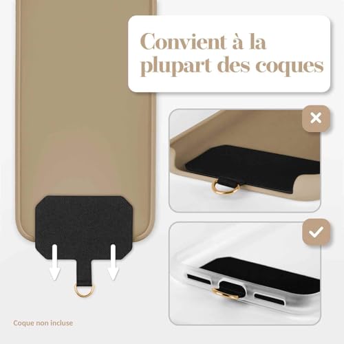 Collier pour smartphone avec coussinet amovible rapide beige