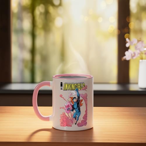 Taza cerámica Invincible 11 onzas rosa/blanco miniatura 3