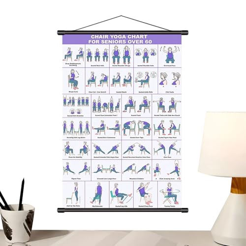 Tabla de Ejercicios en Silla para Personas Mayores Póster Pilates Casa y Oficina