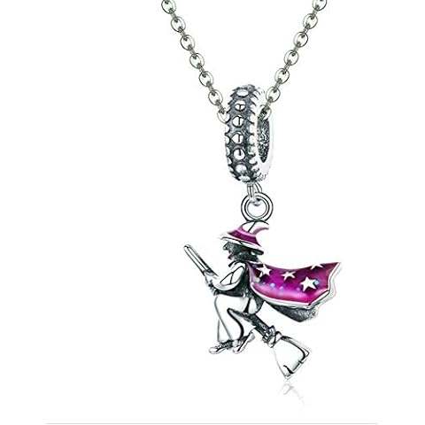 Witch Charm 925 Sterling Silver Halloween Charm Gift Charm for Pandora Charm Bracelet Cover