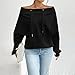 Womens Oversized Sweatshirts Off The Shoulder Long Sleeve Sweatshirt Casual Fashion Loose Drawstring Pullover Tops Black