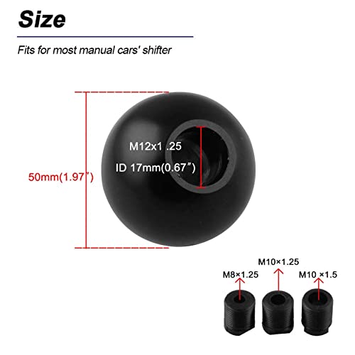 Ryanstar Racing SK113-BK Ryanstar Shift Knob Adapter Kit Universal Car Gear Shifter Lever Round Ball Shape Black thumb #4