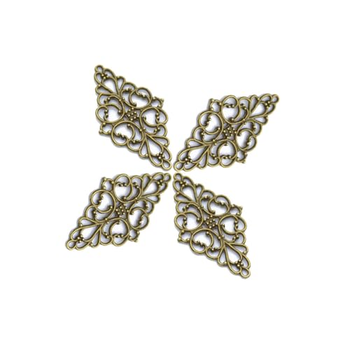 AKOAK 40 Pcs/Pack Antique Bronze Hollow Filigree Flower Charms Jewelry