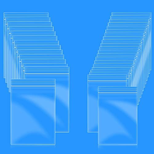 200pcs (100pcs 3''x 4'' + 100pcs 2''x 3'') Small Clear Poly Zipper Bags, Reclosable Zipper Self Locking Storage Plastic Ziplock Assorted Seal Packaging Pockets for Jewelry, Gift Card, Seeds, Candy