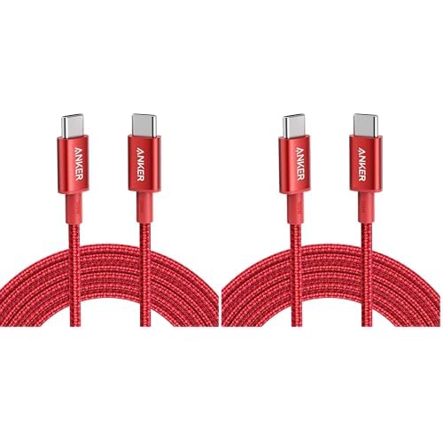 Anker USB C to USB C Cable, Type-C Charging Cord Fast Charge(10FT,100W), for iPhone 17 Series, MacBook and More(Red) (Pack of 2)