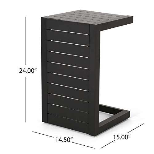 Christopher Knight Home Jesse Coral Outdoor Modern Aluminum C-Shaped End Table, Matte Black #TOP2