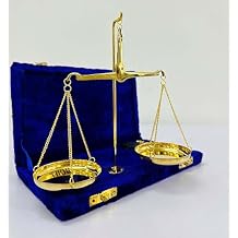 Vintage Brass Apothecary Scale with Purple Box Weight Scale Home Decor Antique Weight Balancing Scale Taraju Showpiece Levels Measuring Tool with Weight Balance
