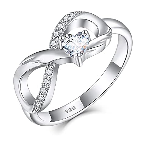 Starchenie Infinity Ring 925 Sterling Silver Heart-shaped Zirconia Wedding Ring for Women Cover