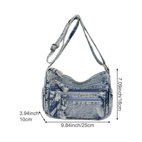 Ymxygz Dżinsowa torba na ramię w stylu retro dla kobiet, torba crossbody z wieloma przegródkami, modna i praktyczna torebka