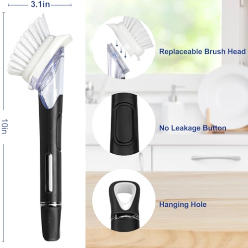 Image of CELOX Dish Brush with Soap Dispenser, Heavy Duty Dish Brush for Cleaning Kitchen