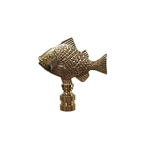 Image of Royal Designs, Inc. Sea Life Lamp Finial, Decorative Fish, Polished Brass, Replacement Finial for Table or Floor Lamps, Set of 2
