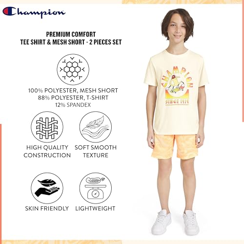 Image of Champion Boys 2 Piece Short Sleeve Shirt and Mesh Shorts Sets