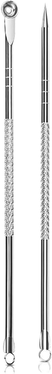 Stainless Steel Blackhead Remover Needle Round & Pointed Tip (Pack Of 2)