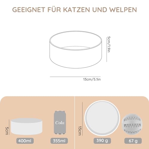 SPUNKYJUNKY Keramik Hundenapf Fressnapf Futternapf Katzennapf Napf für Katzen und Hunde (400ml, Weiß)