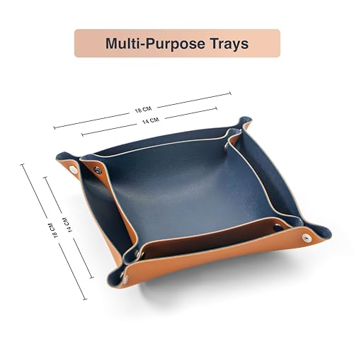 Image of Bellblock Large Extended Desk Mat /Mouse Pad /Gaming Mouse Pad | Vegan PU Leather | Anti-Skid, Non-Skid, Reversible Splash-Proof | Blue & Tan | 90cm x 45cm (Pack of 1) (DM1, 60 x 30cm Combo)